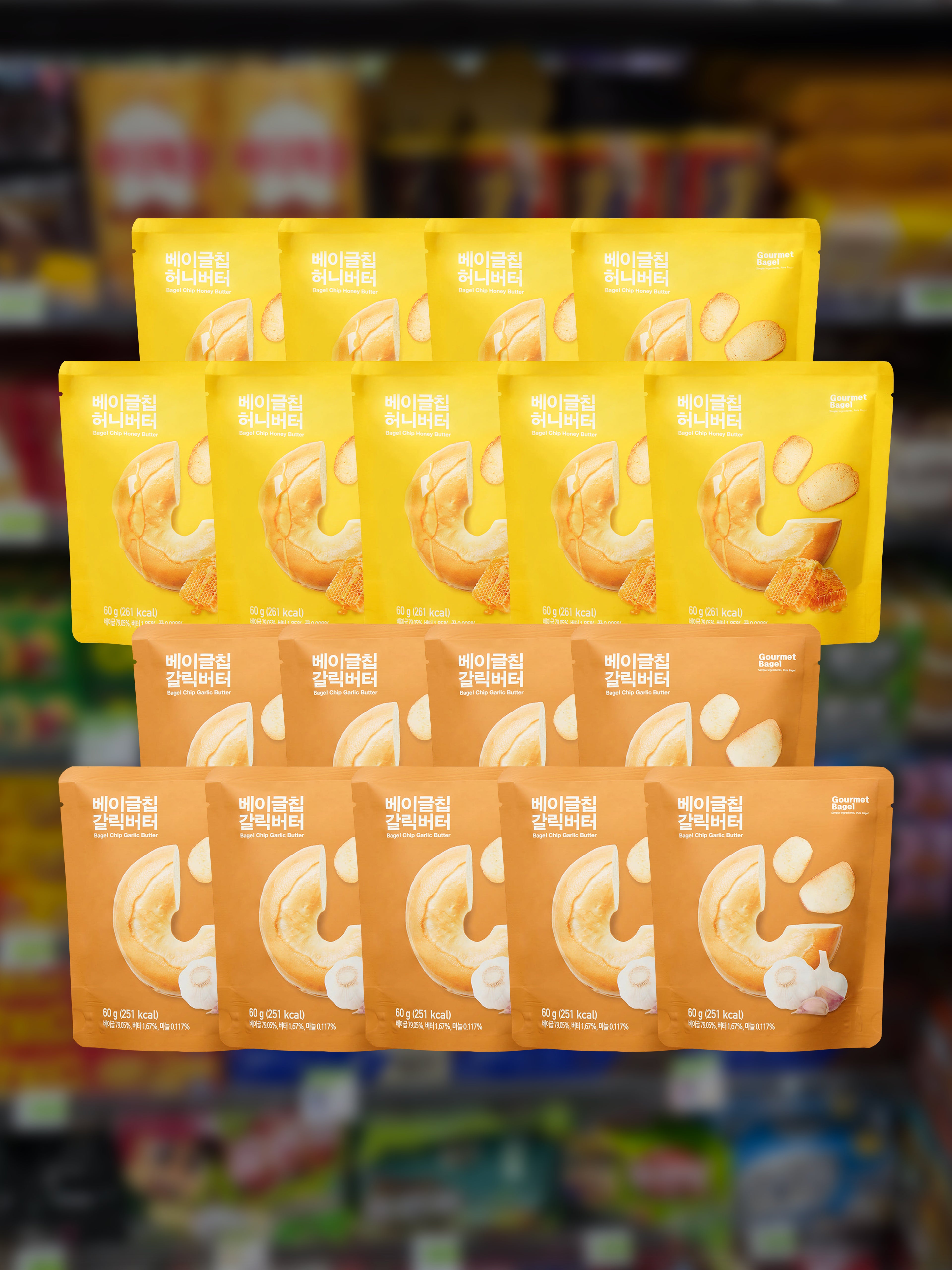 [Gourmet Bagel] Bagel Chip Honey Butter & Garlic Butter 10EA